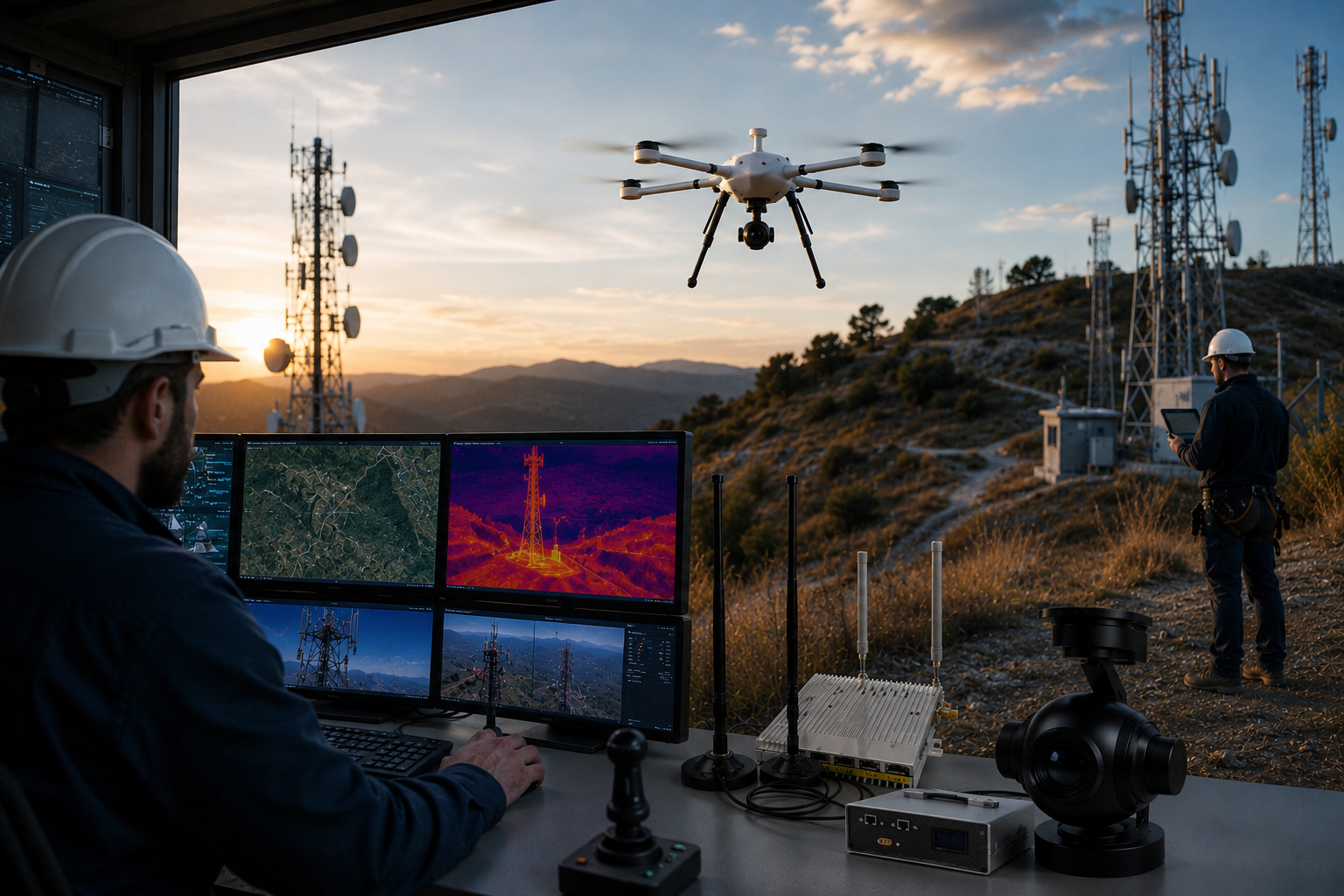 Monitoreo remoto industrial mediante drones profesionales y tecnología de comunicación avanzada