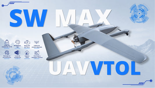 UAV VTOL SW MAX de ZARR, dron VTOL profesional de ala fija para vigilancia, inspección aérea, cartografía y monitoreo de infraestructura.